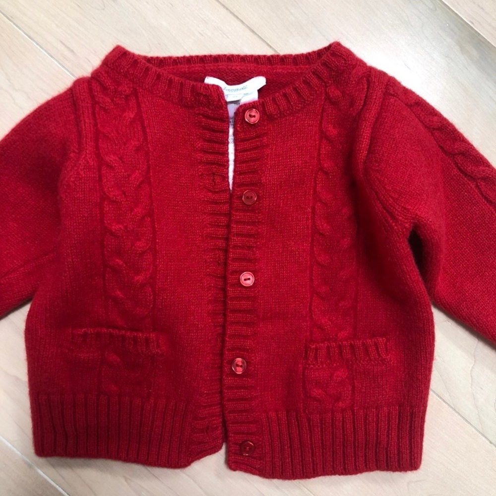 Jacadi red wool cardigan jacket - Picture 2 of 7